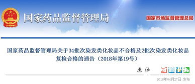 國(guó)家藥監(jiān)局通報(bào) 34批次染發(fā)類(lèi)化妝品不合格，涉及貿(mào)易代理問(wèn)題