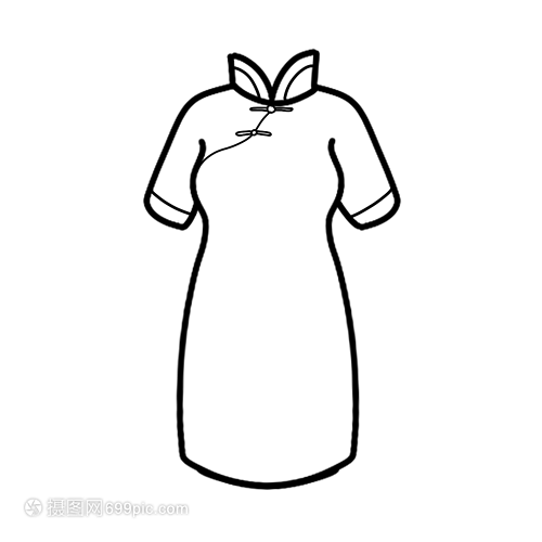 旗袍簡(jiǎn)筆畫線稿