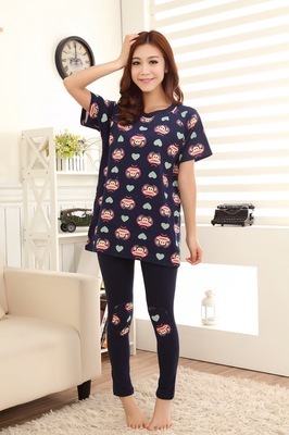 【2014春夏新款糖果色睡衣 愛(ài)心卡通短袖睡衣套裝女睡衣 日系家居服】?jī)r(jià)格,廠家,圖片,家居服、睡衣、浴袍,汕頭市潮陽(yáng)區(qū)銅盂艾妮服裝廠-